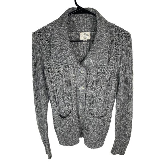 St Johns Bay womens Cable Knit Button-Up Cardigan size PS Grey Acrylic - Picture 1 of 7